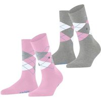 Burlington Kurzsocken Damen Socken, 2er Pack – Argyle, Rautenmuster, (Packung, 2er Pack)