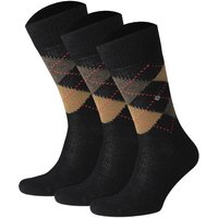 Burlington Kurzsocken Herren Socken PRESTON 3er Pack - Rautenmuster